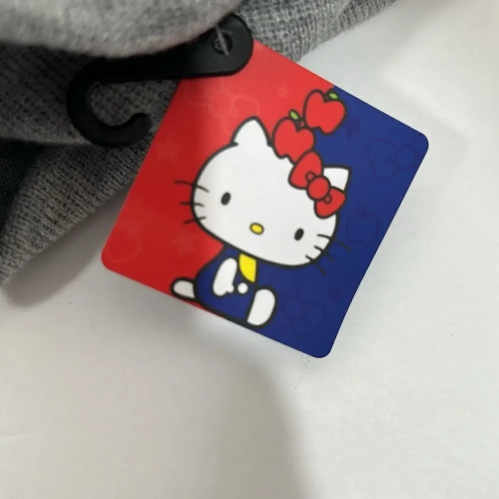 Hello Kitty Sanrio Gray Pink Knit Embroidered Beanie Hat Cap
